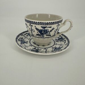 VTG Johnson Bros - England Ironstone INDIES BLUE Cup & Saucer No Chips Or Cracks